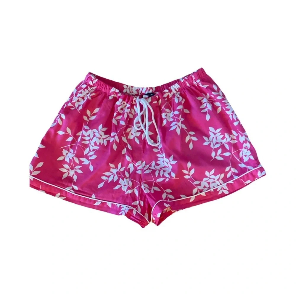 Natori Pink White Floral Pajama  Shortie Set-L pink white.  Cotton